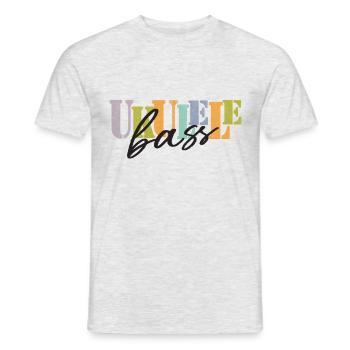 Ukulélé Basse coloré et noir - T-shirt homme - gris chiné - Devant - AI Model Male 178 dark (178cm)
