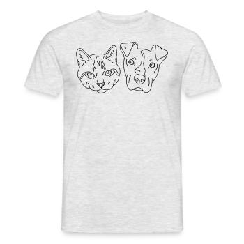 Katze und Hund - Männer T-Shirt - Grau meliert - Vorne - AI Model Male 178 dark (178cm)