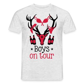 60 Macho Hirsch Geweih Boys on Tour Deer Männer - Männer T-Shirt - Grau meliert - Vorne - AI Model Male 178 dark (178cm)