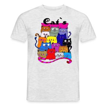 Katzen, Katze, Katzenbande, Mietze Katz, lustig - Männer T-Shirt - Grau meliert - Vorne - AI Model Male 178 dark (178cm)