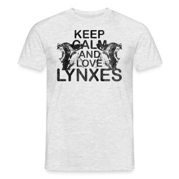 Keep Calm Love Lynx Lynx Motif Lynx Gift - Men's T-Shirt - heather grey - Front - AI Model Male 178 dark (178cm)