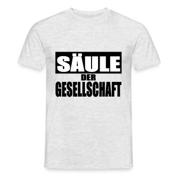 Säule der Gesellschaft Shirt Tasse Lustige Sprüche - Männer T-Shirt - Grau meliert - Vorne - AI Model Male 178 dark (178cm)