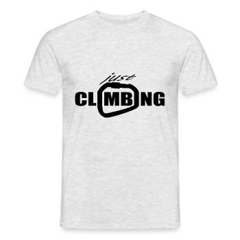 just climbing Klettern Bouldern Karabiner Shirt - Männer T-Shirt - Grau meliert - Vorne - AI Model Male 178 dark (178cm)