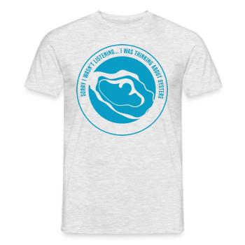 Penser aux huîtres Seafood Chef Funny Saying - T-shirt homme - gris chiné - Devant - AI Model Male 178 dark (178cm)