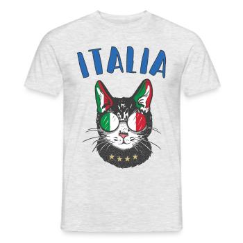Italie Football Chats Mascotte Fan Drapeau - T-shirt homme - gris chiné - Devant - AI Model Male 178 dark (178cm)