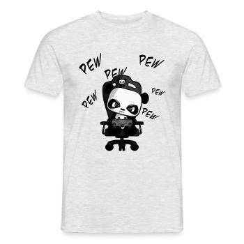 PEW PEW funny cute gaming panda, nerd, gambling - Men's T-Shirt - heather grey - Front - AI Model Male 178 dark (178cm)