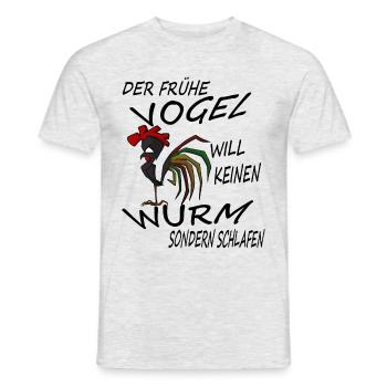 Der frühe Vogel will keinen Wurm sondern schlafen - Männer T-Shirt - Grau meliert - Vorne - AI Model Male 178 dark (178cm)