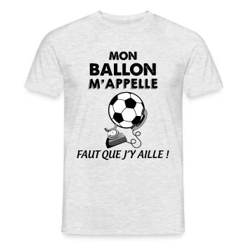 Ballon De Foot Téléphone Humour Football - T-shirt homme - gris chiné - Devant - AI Model Male 178 dark (178cm)