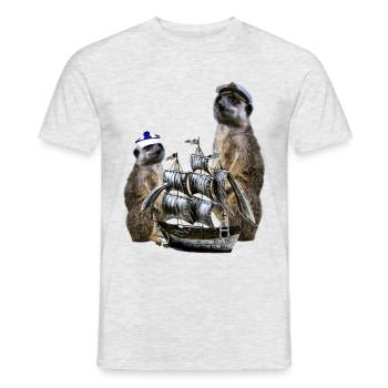 Kapitän-Erdmännchen - Männer T-Shirt - Grau meliert - Vorne - AI Model Male 178 dark (178cm)