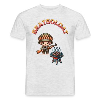 Bratsoldat Lustiges Grillen Bratwurst Soldat Humor - Männer T-Shirt - Grau meliert - Vorne - AI Model Male 178 dark (178cm)
