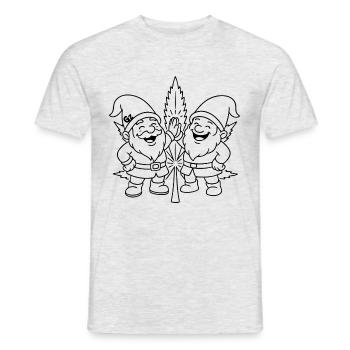 Zwergenfreunde mit Cannabisblatt - Männer T-Shirt - Grau meliert - Vorne - AI Model Male 178 dark (178cm)