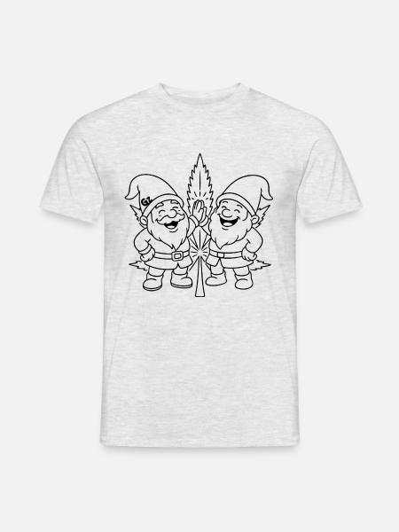 Zwergenfreunde mit Cannabisblatt - Männer T-Shirt - Grau meliert