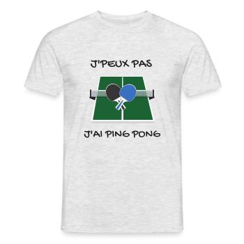 J'peux pas, j'ai ping pong - T-shirt homme - gris chiné - Devant - AI Model Male 178 dark (178cm)