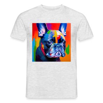 french bulldog oil painting - Männer T-Shirt - Grau meliert - Vorne - AI Model Male 178 dark (178cm)