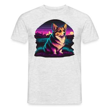 Corgi extérieur paisible - T-shirt homme - gris chiné - Devant - AI Model Male 178 dark (178cm)
