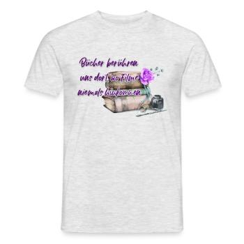 Bücher berühren - Männer T-Shirt - Grau meliert - Vorne - AI Model Male 178 dark (178cm)
