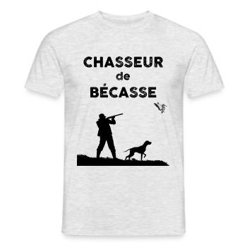 Chasseur de becasse - T-shirt homme - gris chiné - Devant - AI Model Male 178 dark (178cm)