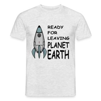 Quitter la planète Terre, Fusée dans l’espace, Chemise - T-shirt homme - gris chiné - Devant - AI Model Male 178 dark (178cm)