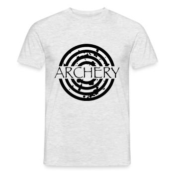Archery print with target. Archers - Men's T-Shirt - heather grey - Front - AI Model Male 178 dark (178cm)
