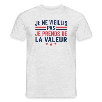 Je ne vieillis pas je prends de la valeur - T-shirt homme - gris chiné - Devant - AI Model Male 178 dark (178cm)