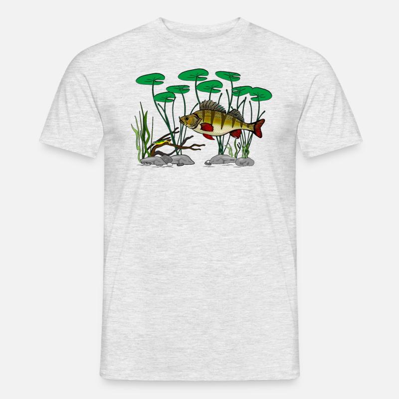 Barschfischen - Männer T-Shirt - Grau meliert