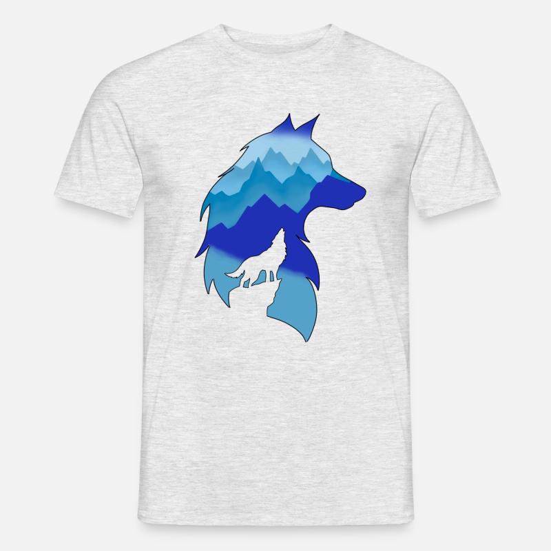 Blauer Bergwolf - Männer T-Shirt - Grau meliert