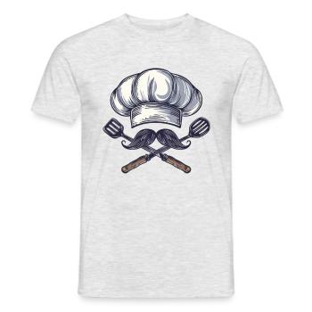 With a moustache and a cross: a master chef - Men's T-Shirt - heather grey - Front - AI Model Male 178 dark (178cm)