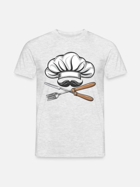Mit Schnurrbart und Kochmütze: Der Gekreuzte Küche - T-shirt herr - gråmelerad