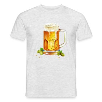 Frosty beer in a jug with hops and barley - Men's T-Shirt - heather grey - Front - AI Model Male 178 dark (178cm)