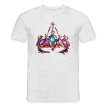 König mit einer Juwelenkrone in 2D-Illustration - Männer T-Shirt - Grau meliert - Vorne - AI Model Male 178 dark (178cm)