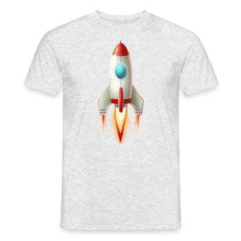 Retro rocket launches in a two-dimensional Il - Men's T-Shirt - heather grey - Front - AI Model Male 178 dark (178cm)