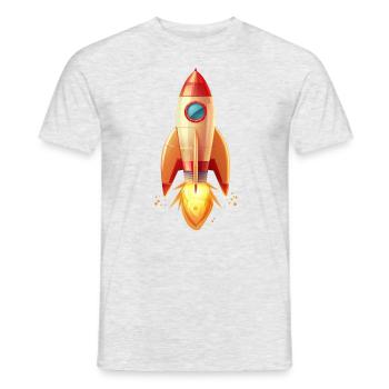 Retro rocket launches in two-dimensional illustration - Men's T-Shirt - heather grey - Front - AI Model Male 178 dark (178cm)