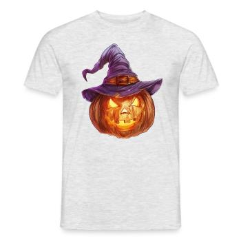 Eerie jack-o'-lantern with witch hat - Men's T-Shirt - heather grey - Front - AI Model Male 178 dark (178cm)