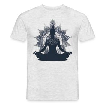 Serenes Yoga Pose Silhouette avec Mandala - T-shirt homme - gris chiné - Devant - AI Model Male 178 dark (178cm)