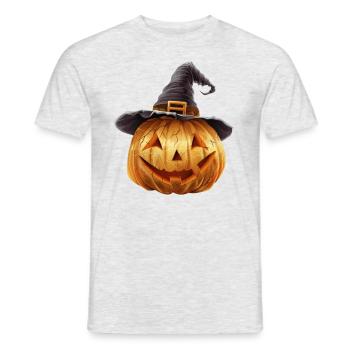 Spooky pumpkin with witch hat - Men's T-Shirt - heather grey - Front - AI Model Male 178 dark (178cm)