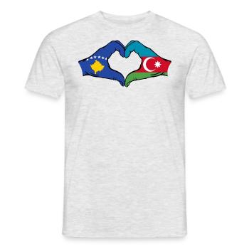 Kosovo Aserbaidschan Flagge Hände Herzform - Männer T-Shirt - Grau meliert - Vorne - AI Model Male 178 dark (178cm)