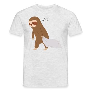 Schlafendes Faultier, süßes müdes faules Tier - Männer T-Shirt - Grau meliert - Vorne - AI Model Male 178 dark (178cm)