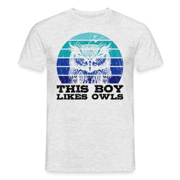 Boy Likes Owls Forest Animals Nature Wildlife Owl - Men's T-Shirt - heather grey - Front - AI Model Male 178 dark (178cm)