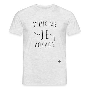 Design Ich kann nicht reisen I Offizielle Sammlung - Männer T-Shirt - Grau meliert - Vorne - AI Model Male 178 dark (178cm)