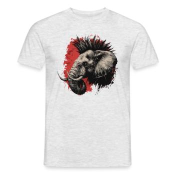Punkrock Elefant - Männer T-Shirt - Grau meliert - Vorne - AI Model Male 178 dark (178cm)