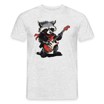 Raccoon Rock Musique - T-shirt homme - gris chiné - Devant - AI Model Male 178 dark (178cm)