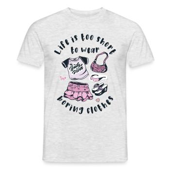 Life is too short to wear boring clothes - Men's T-Shirt - heather grey - Front - AI Model Male 178 dark (178cm)