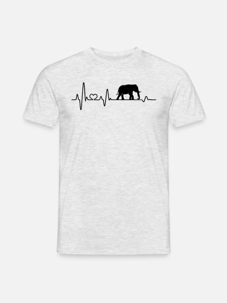 Elefant Herzschlag Afrika Liebe Elefanten EKG - Männer T-Shirt - Grau meliert