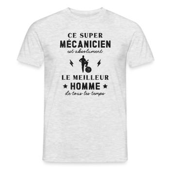 Meilleur Super Mécanicien Mécano Vintage - T-shirt homme - gris chiné - Devant - AI Model Male 178 dark (178cm)