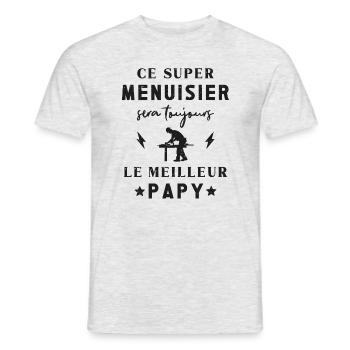 Meilleur Super Papy Menuisier Menuiserie - T-shirt homme - gris chiné - Devant - AI Model Male 178 dark (178cm)