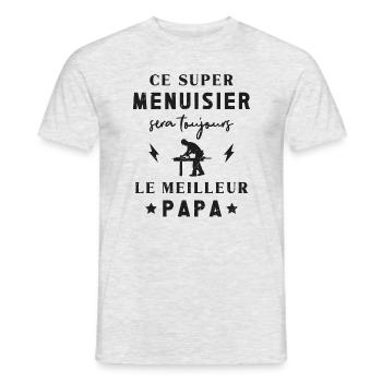 Meilleur Super Papa Menuisier Menuiserie - T-shirt homme - gris chiné - Devant - AI Model Male 178 dark (178cm)