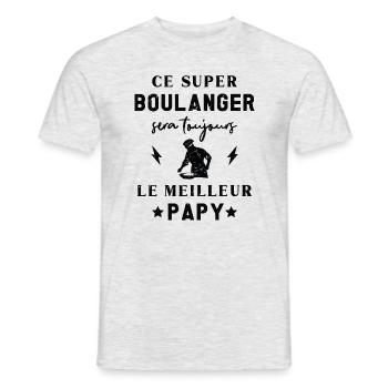 Meilleur Super Papy Boulanger Boulangerie - T-shirt homme - gris chiné - Devant - AI Model Male 178 dark (178cm)