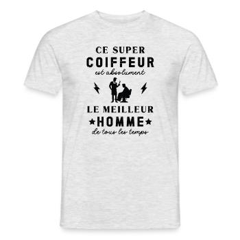 Meilleur Super Coiffeur Coiffure Vintage - T-shirt homme - gris chiné - Devant - AI Model Male 178 dark (178cm)