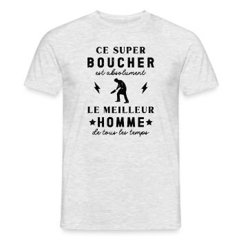 Meilleur Super Boucher Boucherie Vintage - T-shirt homme - gris chiné - Devant - AI Model Male 178 dark (178cm)