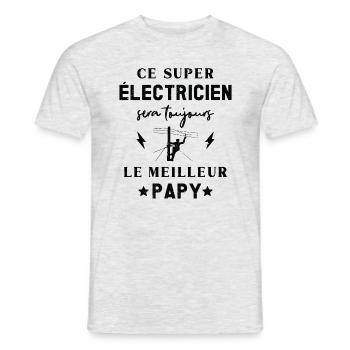 Meilleur Super Papy Électricien Vintage - T-shirt homme - gris chiné - Devant - AI Model Male 178 dark (178cm)